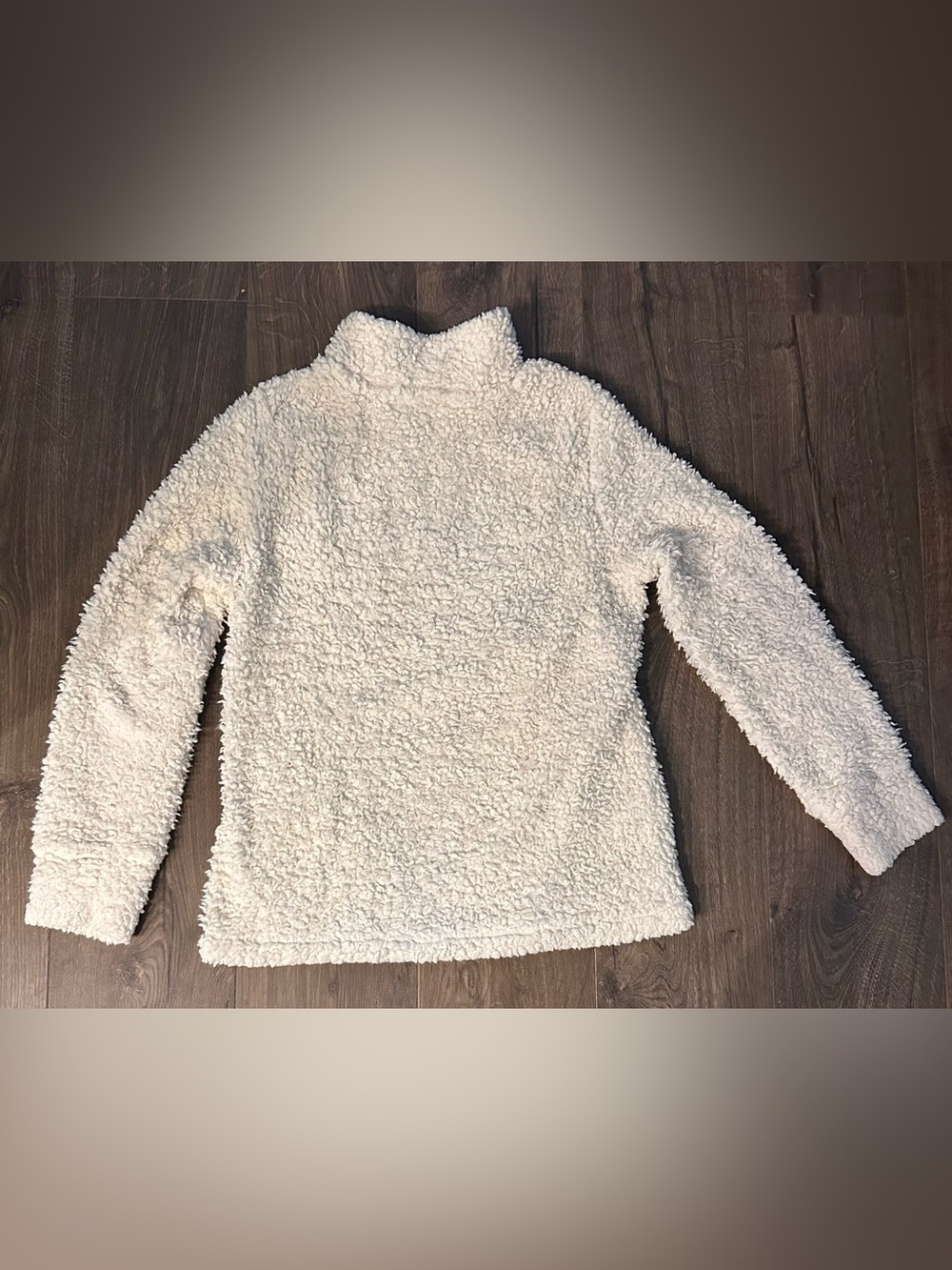 2/$15 Cream Pocketed Sherpa Pullover with Blue-Gray Chevron - Picture 4 of 9